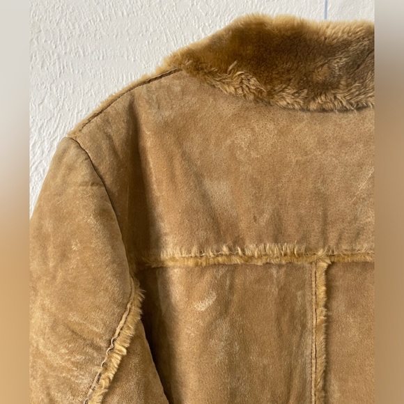 VTG Brandon Thomas 100% suede Leather Faux Fur Trench Coat  - Hippie size Large - Picture 15 of 16